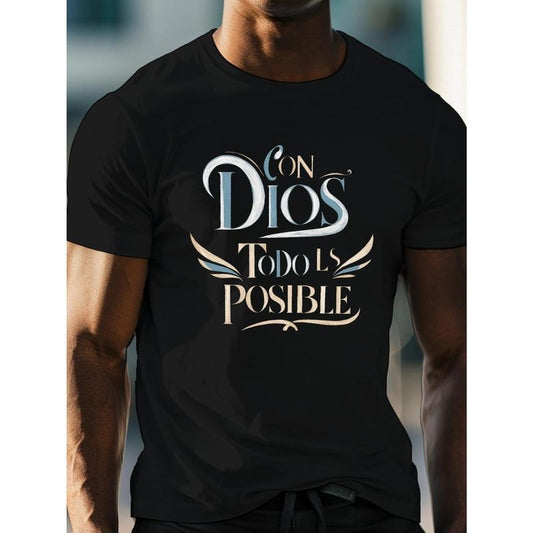 With God Everything Is Possible" Men's T-Shirt - Casual Crew Neck, Short Sleeve, Lightweight & Comfy for Summer Made in USA