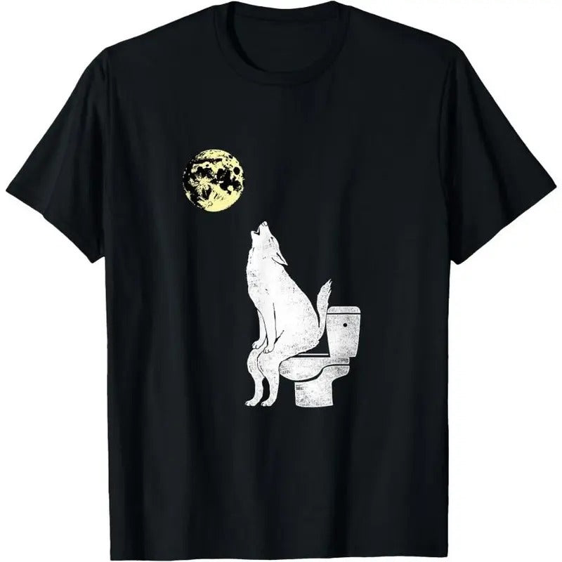 Wolf on the toilet gift T-Shirt Made in USA