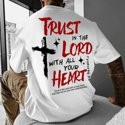 Trust In The Lord With All Your Heart 2 Sided T-Shirt, For Men/Women - Unisex Style, 100% Cotton, Menswear Tops Streetwear Tshirt graphic  tees