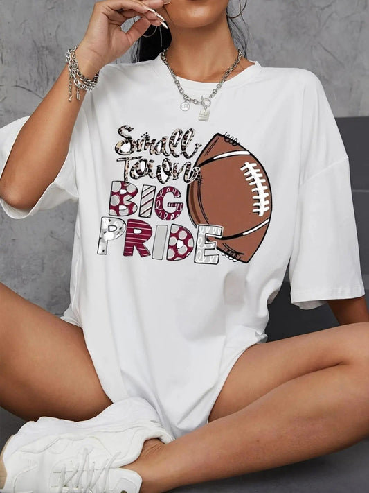 Women's Cartoon & Letter Print Round Neck Tee, Fashion Casual Crew Neck T-shirt for Daily Holiday Vacation Outdoor Wear, Ladies Clothes for Summer