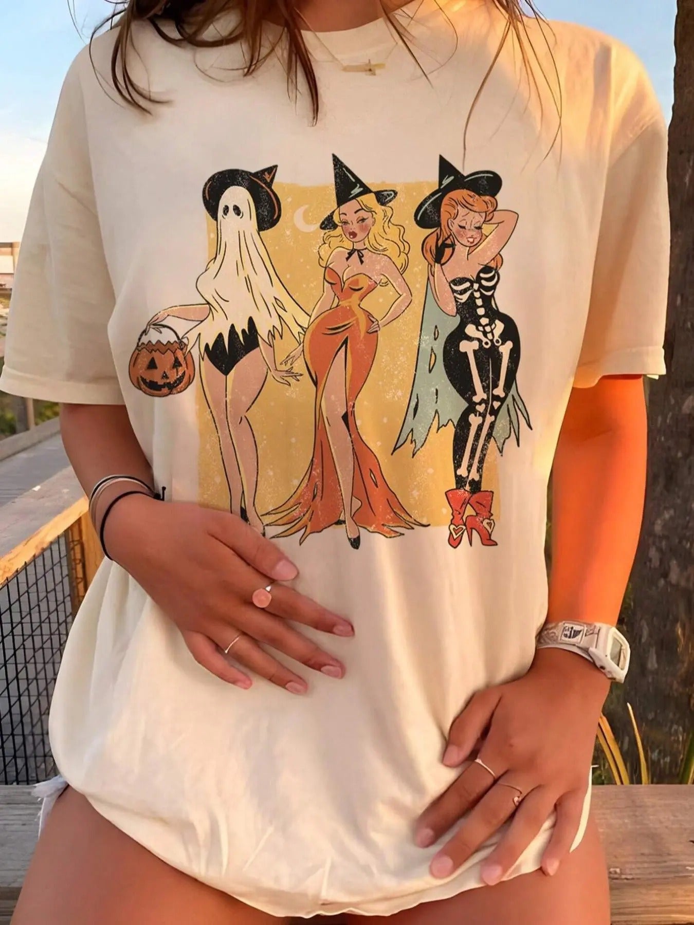 Women's Cartoon Figure Print Round Neck Tee, Fashion Casual Short Sleeve T-shirt, Ladies Summer Clothes for Daily Wear