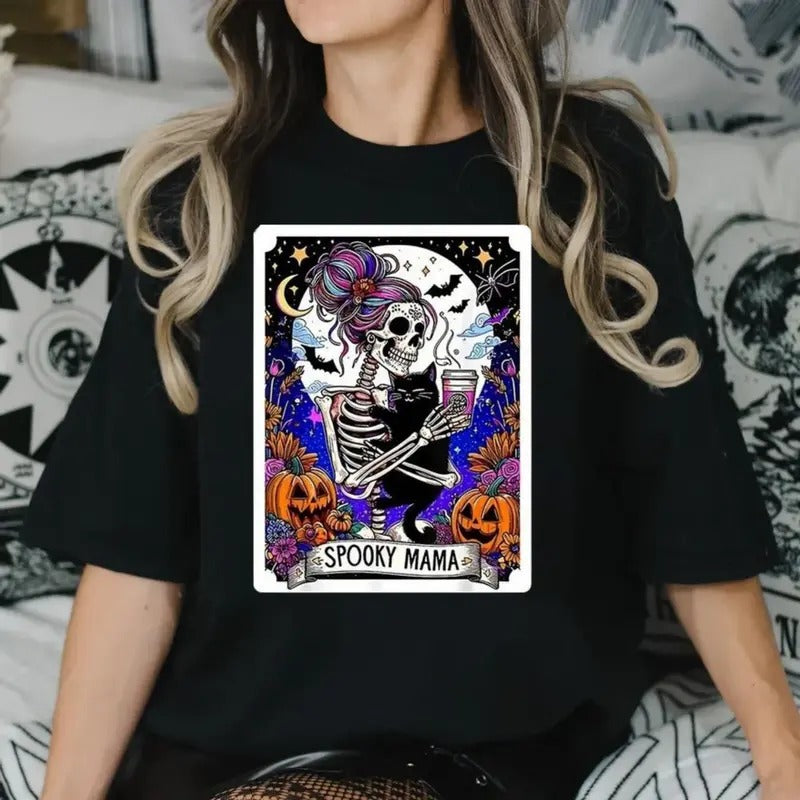 Women's Cartoon Skeleton Tee, Trendy Casual Short Sleeve T Shirt, Unisex Short Sleeve Tee Shirt Top Womenswear