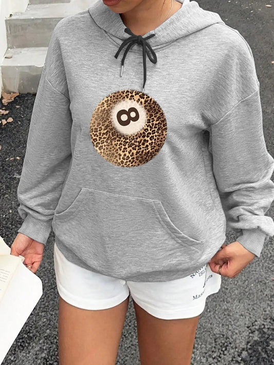 Women's Figure Print Hoodie, Fashion Casual Leopard Print Hooded Sweatshirt for Daily Holiday Outdoor Wear, Ladies Clothes for Spring & Fall