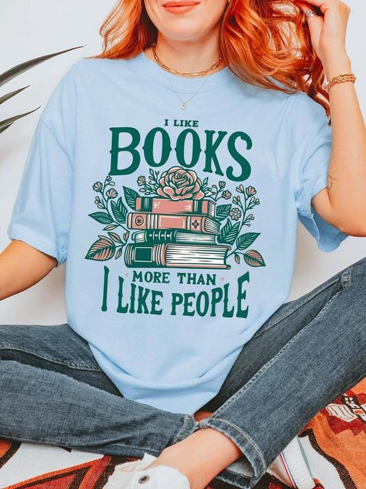 Women's Floral & Book Print Round Neck Tee, Vintage Trendy Casual Short Sleeve T-shirt for Daily Wear, Ladies Summer Wear