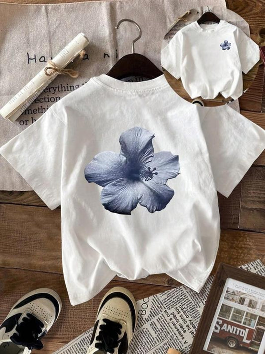 Women's Floral Print Round Neck Tee, Casual Short Sleeve Crew Neck T-shirt for Summer, Fashion Women's Top for Daily Wearstyle{n002}2