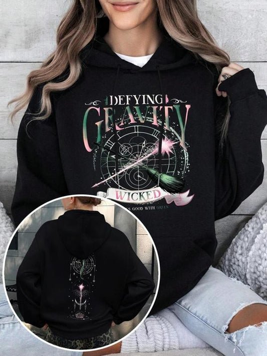 Women's Graphic Print Hoodie, Fashion Casual Long Sleeve Hooded Sweatshirt for Daily Holiday Outdoor Wear, Ladies Clothes for All Seasons