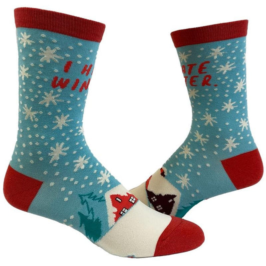 Women's I Hate Winter Socks Funny Snow Cold Seasons Graphic Novelty Footwear Funny Socks