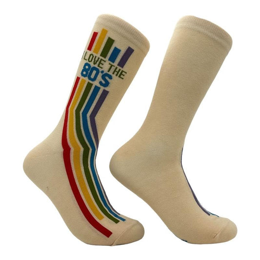 Women's I Love The 80s Socks Funny Sarcastic Retro Graphic Novelty Footwear Funny Graphic Socks Comfortable Fitted Spandex Cotton