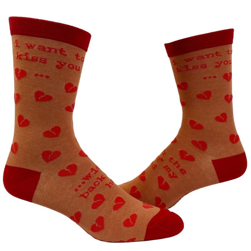 Women's I Want To Kiss You With The Back Of My Hand Socks Funny Sarcastic Slap Footwear Funny Graphic Socks Comfortable Fitted Spandex Cotton
