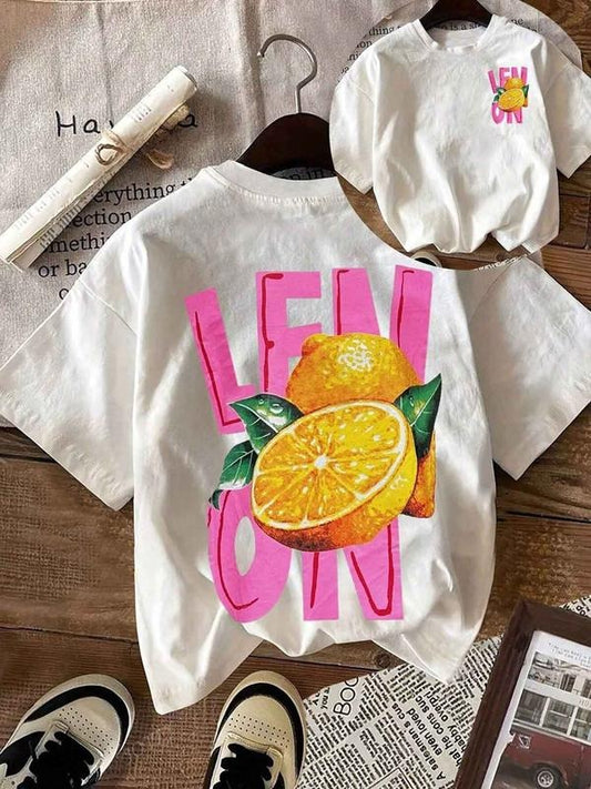 Women's Lemon Print Round Neck Tee, Fashion Casual Crew Neck Short Sleeve T-shirt for Daily Holiday Vacation Outdoor Wear, Ladies Clothes for Summer, Top
