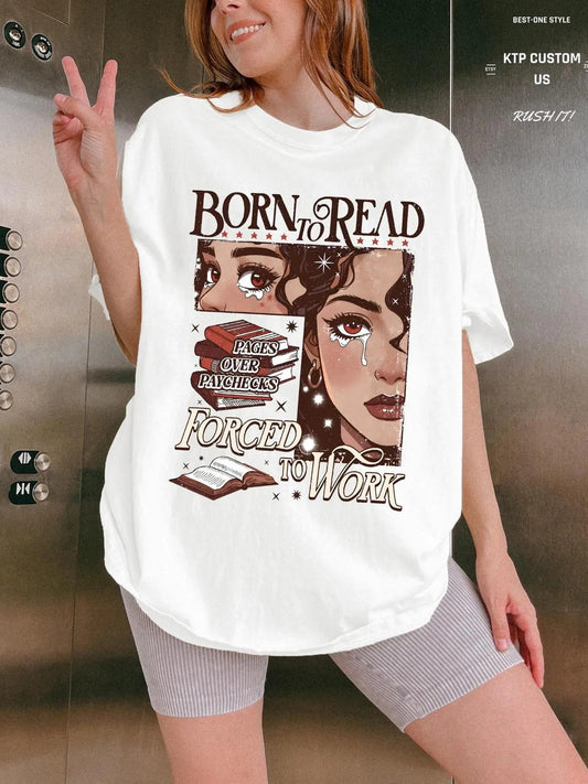 Women's Letter & Cartoon Figure Print Round Neck Tee, Casual Short Sleeve T-shirt for Summer, Ladies Clothes for Daily Wear