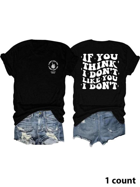 Women's Letter & Hand Print Round Neck Tee, Fashion Casual Crew Neck T-shirt for Daily Holiday Vacation Outdoor Wear, Ladies Clothes for Summer