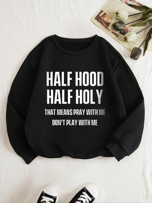 Women's Letter Graphic Drop Shoulder Pullover, Fashion Casual Crewneck Sweatshirt for Daily Holiday Outdoor Wear, Women Clothes for Spring & Fall