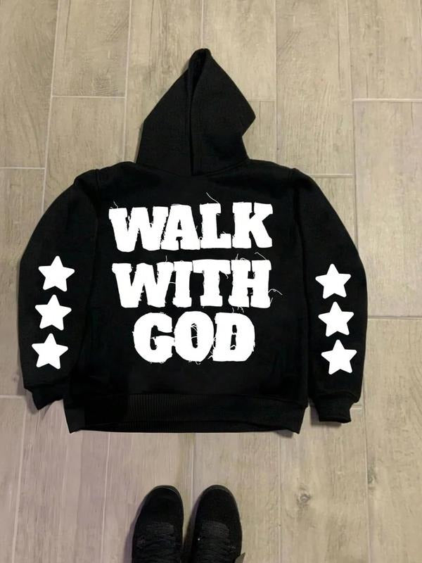 Women's Letter Print Hoodie, Fashion Casual Hooded Sweatshirt for Daily Holiday Outdoor Wear, Women Clothing for Fall & Winter