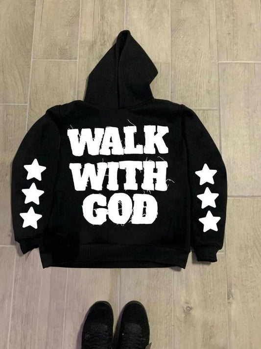 Women's Letter Print Hoodie, Fashion Casual Hooded Sweatshirt for Daily Holiday Outdoor Wear, Women Clothing for Fall & Winter