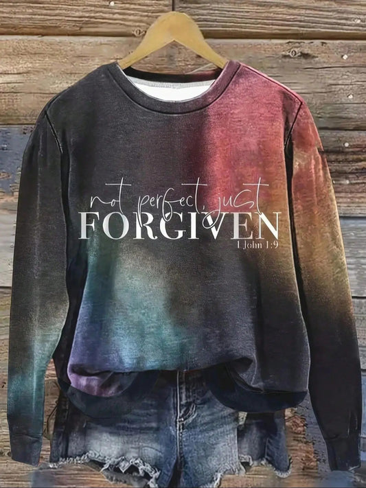 Women's Letter Print Round Neck Pullover, Fashion Casual Crew Neck Sweatshirt for Daily Holiday Outdoor Wear, Ladies Clothes for Spring & Fall