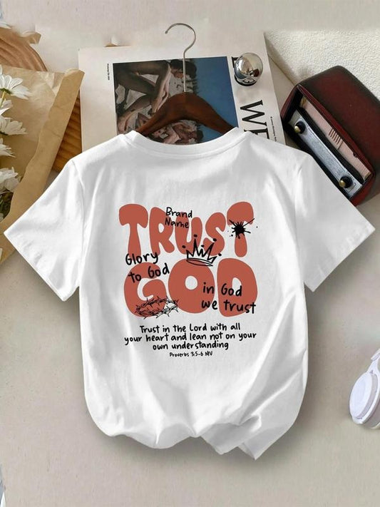 Women's Letter Print Round Neck Tee, Fashion Casual Crew Neck T-Shirt for Daily Holiday Vacation Outdoor Wear, Ladies Clothes for Summer, Topstyle{n002}7