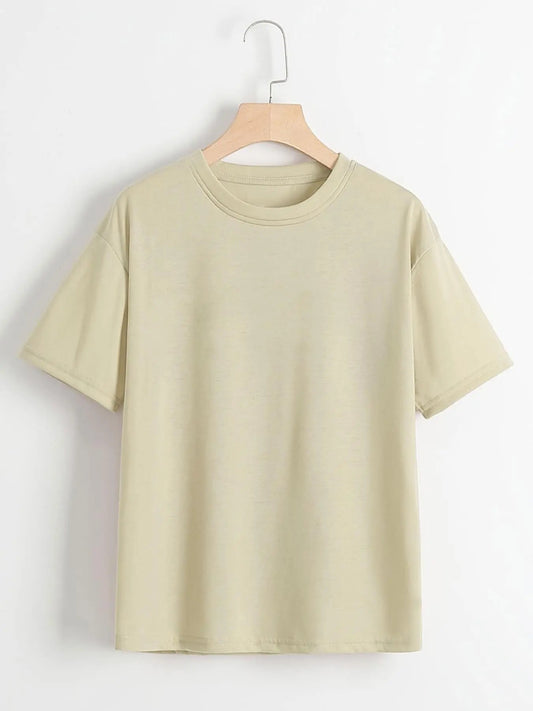 Women's Plain Round Neck Graphic Tee, Casual Short Sleeve Crew Neck T-shirt for Summer, Fashion Women's Top for Daily Wear
