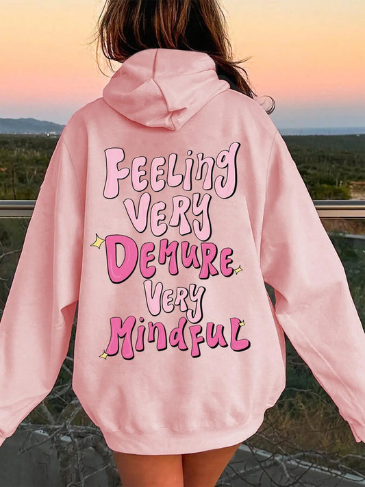 Women's Star & Letter Print Drop Shoulder Hoodie, Fashion Casual Drawstring Pocket Hooded Sweatshirt for Daily Holiday Outdoor Wear, Ladies Clothes for Spring & Fall
