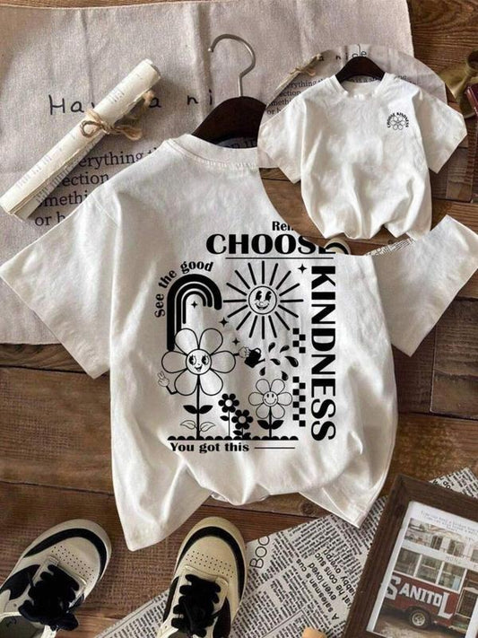 Women's Sun & Letter Print Round Neck Tee, Fashion Casual Crew Neck T-Shirt for Daily Holiday Vacation Outdoor Wear, Ladies Clothes for Summer, Top