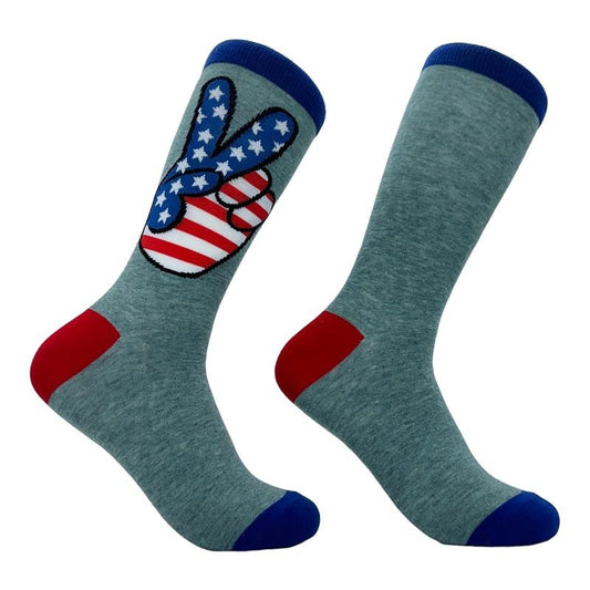 Women's USA Peace Hands Socks Funny Awesome Fourth Of July Patriotic Flag Lovers Footwear Funny Graphic Socks Comfortable Fitted Spandex Cotton