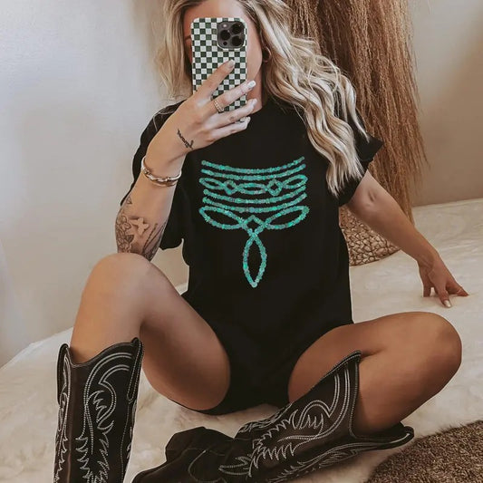 Women's Western Style Turquoise Boot Stitch Cowgirl Shirt, Sweatshirt tops for women, Cowgirl Rodeo, Gift for Her western outfits women, western clothing stuff country girl clothes