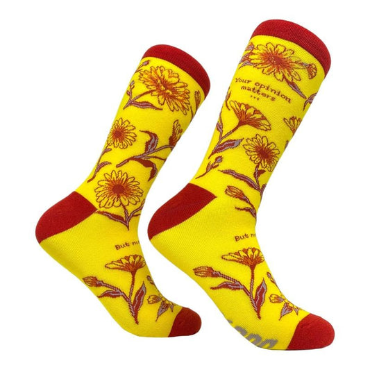 Women's Your Opinion Matters But Not To Me Socks Funny Sarcastic Rude Graphic Novelty Footwear Funny Graphic Socks Comfortable Fitted Spandex Cotton