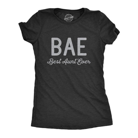 Womens BAE Best Aunt Ever T Shirt Funny Niece Nephew Family Vintage Novelty Tee Funny Womens T Shirts Cute Slimming Top Comfortable Soft Womenswear Funny Aunt Top Women's Novelty Tees Black