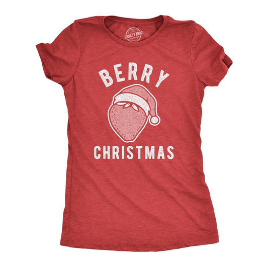 Womens Berry Christmas T Shirt Funny Strawberry Fruit Holiday Party Tee Funny Womens T Shirts Cute Slimming Top Comfortable Soft Womenswear Christmas Tops for Women Funny Food Top Women's Novelty Tees Red -