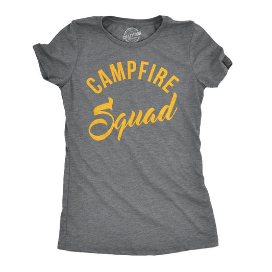 Womens Campfire Squad Graphic T Shirt for Camping Summer Vacation Camper Tee Funny Womens T Shirts Cute Slimming Top Comfortable Soft Dark Grey