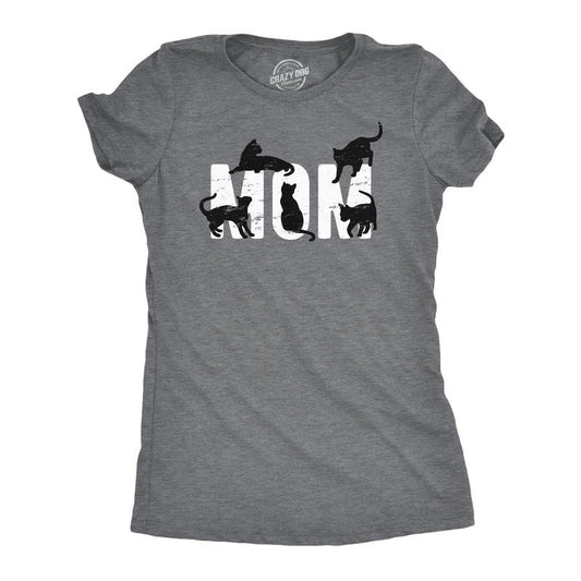 Womens Cat Mom T Shirt Funny Cute Kitten Lovers Kitty Mama Mothers Day Gift Tee For Ladies Funny Womens T Shirts Cute Slimming Top Comfortable Soft Womenswear Mother's Day Tops for Women Funny Cat Top Dark Grey