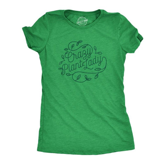 Womens Crazy Plant Lady T Shirt Funny Gardening Tee Gift for Gardner Funny Womens T Shirts Cute Slimming Top Comfortable Soft Green