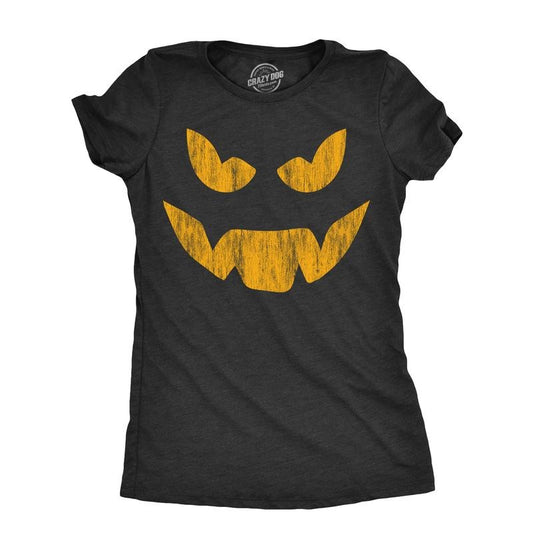 Womens Evil Eddie Pumpkin T Shirt Funny Halloween Jack O Lantern Dark Smile Tee For Ladies Funny Womens T Shirts Cute Slimming Top Comfortable Soft Womenswear Halloween Tops for Women Women's Novelty Black - S