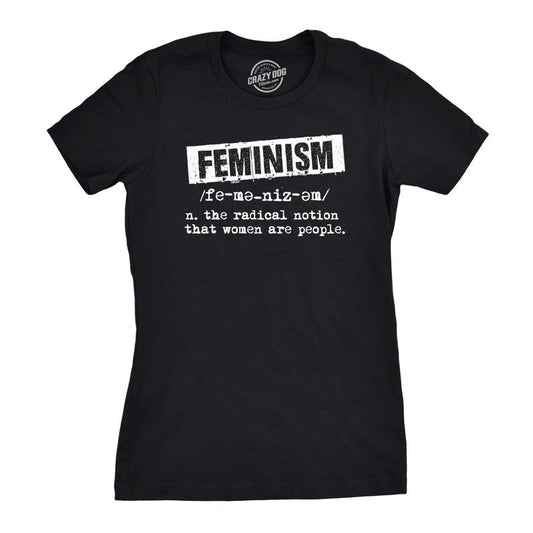 Womens Feminist Definition Cool Empowerment T-shirt for Ladies Funny Womens T Shirts Cute Slimming Top Comfortable Soft Womenswear Funny Political Top Women's Novelty Tees Black