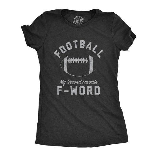 Womens Football My Second Favorite F-Word T Shirt Funny Sunday Sports Novelty Tee Funny Womens T Shirts Cute Slimming Top Comfortable Soft Womenswear Football Tops for Women Women's Novelty Tees Black