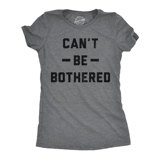 Womens Funny T Shirts Cant Be Bothered Sarcastic Graphic Tee For Ladies Funny Womens T Shirts Cute Slimming Top Comfortable Soft Womenswear Funny Introvert Top Women's Novelty Tees Dark Grey