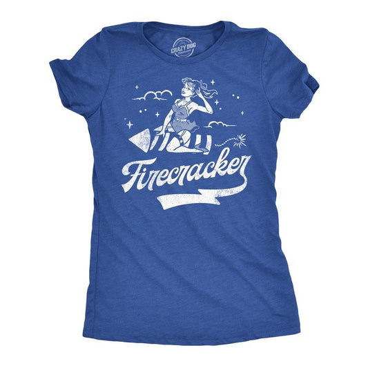 Womens Funny T Shirts Firecracker Sarcastic Fourth Of July Graphic Tee for Ladies Funny Womens T Shirts Cute Slimming Top Comfortable Royal -