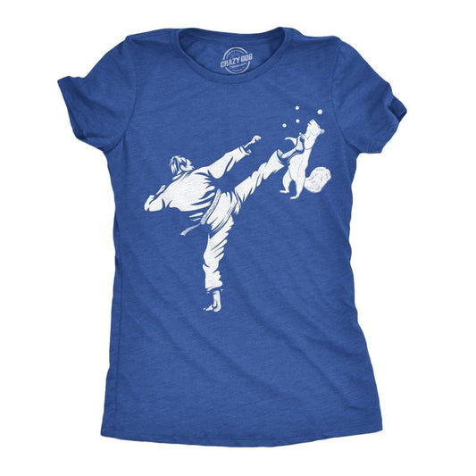 Womens Funny T Shirts Karate Kicked Squirrel Sarcastic Fighting Graphic Tee Funny Womens T Shirts Cute Slimming Top Comfortable Soft Womenswear Sarcastic Tops for Women Funny Animal Top Women's Royal -