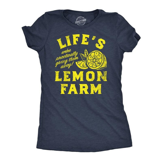 Womens Funny T Shirts Lifes Lemon Farm Sarcastic Graphic Novelty Tee For Ladies Funny Womens T Shirts Cute Slimming Top Comfortable Soft Womenswear Food Tops for Women Funny Sarcastic Top Women's Navy -