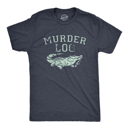 Womens Funny T Shirts Murder Log Sarcastic Alligator Graphic Novelty Tee for Ladies Funny Womens T Shirts Cute Slimming Top Comfortable Soft Womenswear Sarcastic Tops for Women Funny Animal Top Navy -