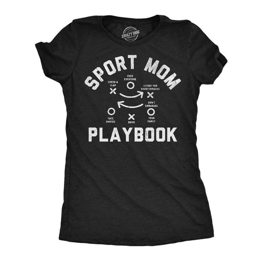 Womens Funny T Shirts Sport Mom Playbook Sarcastic Graphic Novelty Tee for Ladies Funny Womens T Shirts Cute Slimming Top Comfortable Black -