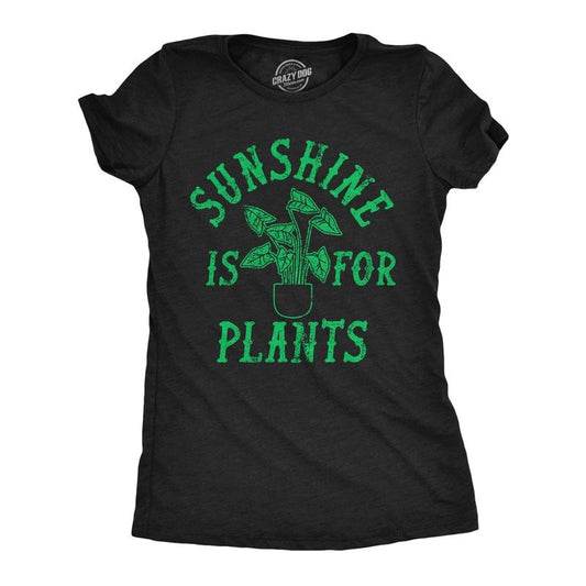 Womens Funny T Shirts Sunshine Is For Plants Sarcastic Botany Graphic Tee For Ladies Funny Womens T Shirts Cute Slimming Top Comfortable Soft Womenswear Funny Sarcastic Top Women's Novelty Tees Black -