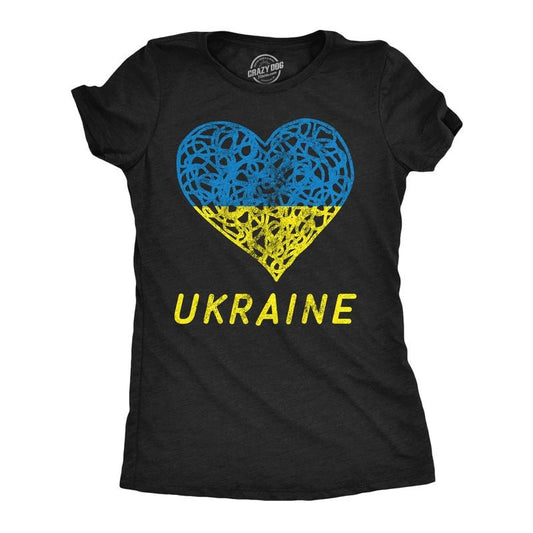 Womens Funny T Shirts Ukraine Heart Awsome Support Graphic Novelty Tee For Ladies Funny Womens T Shirts Cute Slimming Top Comfortable Soft Womenswear Political Tops for Women Funny Motivational Top Black -