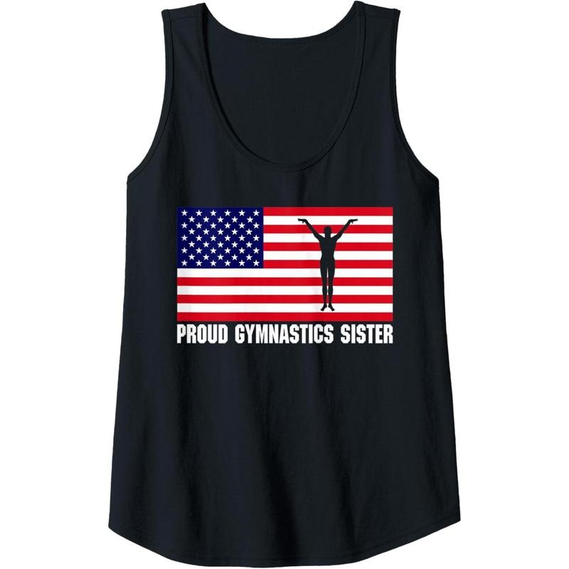 Womens Gymnastics Sister (Female Gymnast & USA Flag) Tank Top