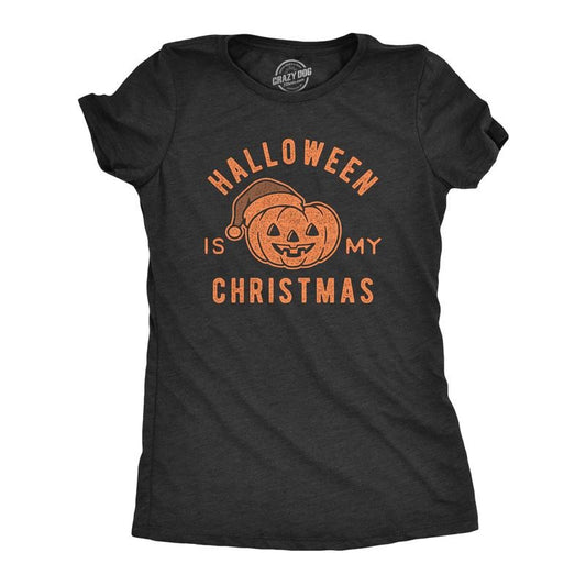 Womens Halloween Is My Christmas T Shirt Funny Holiday Party Graphic Tee Funny Womens T Shirts Cute Slimming Top Comfortable Soft Womenswear Christmas Tops for Women Funny Halloween Top Women's Black
