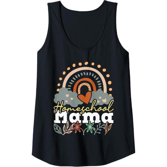 Womens Homeschool Mama - Homeschooling Mom Rainbow Teach At Home Tank Top MADE IN USA