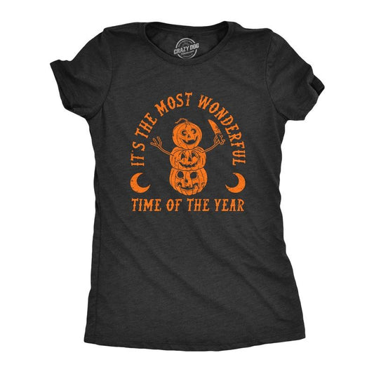 Womens Its The Most Wonderful Time Of The Year T Shirt Funny Halloween Creepy Season Lovers Tee For Ladies Funny Womens T Shirts Cute Slimming Top Comfortable Soft Womenswear Halloween Tops for Women Black -