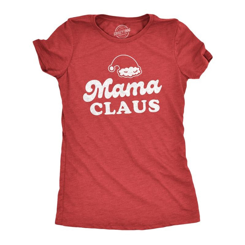 Womens Mama Claus T Shirt Funny Christmas Holiday Party Mrs Claus Novelty Party Tee For Mom Funny Womens T Shirts Cute Slimming Top Comfortable Soft Womenswear Christmas Tops for Women Women's Novelty Red - Mama