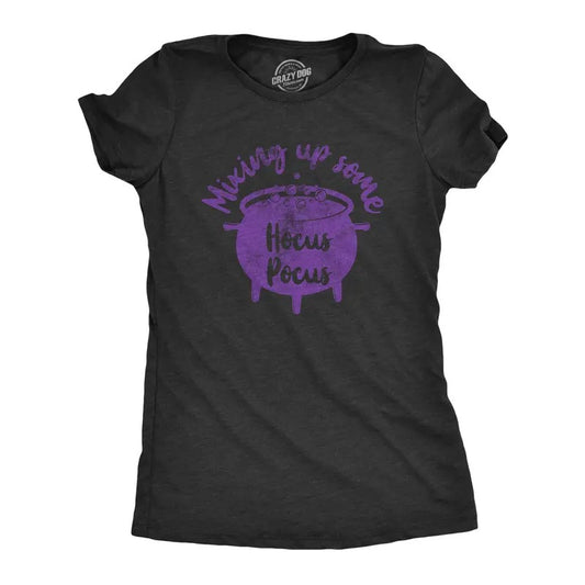 Womens Mixing Up Some Hocus Pocus T Shirt Funny Halloween Witch Cauldron Novelty Tee Funny Womens T Shirts Cute Slimming Top Comfortable Soft Womenswear Halloween Tops for Women Women's Novelty Tees Black -