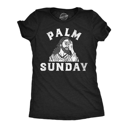 Womens Palm Sunday Funny T Shirt Sarcastic Jesus Graphic Tee For Ladies Funny Womens T Shirts Cute Slimming Top Comfortable Soft Womenswear Religious Tops for Women Funny Sarcastic Top Women's Novelty Black -